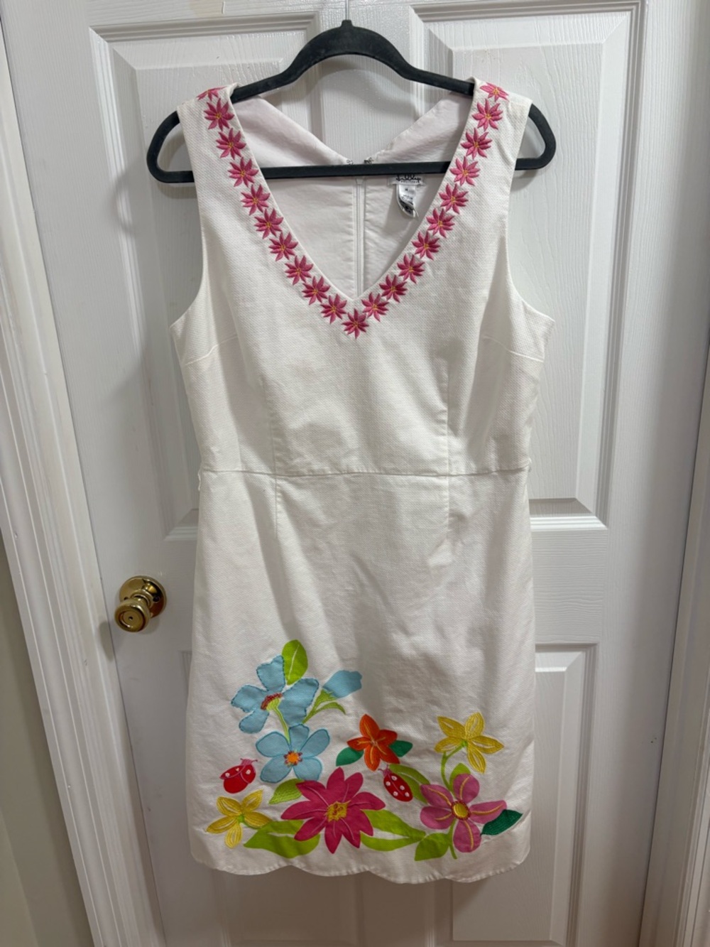 vintage Lilly Pulitzer Brice Dress, embroidered floral motifs and ladybugs